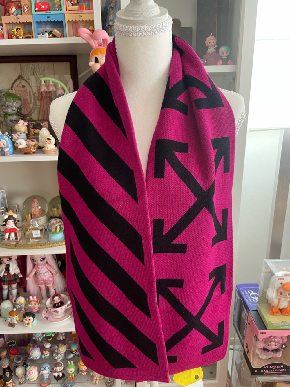 Off-White Pink Black Arrow Scarf Knit (kid) Logo Streetwear Authentic